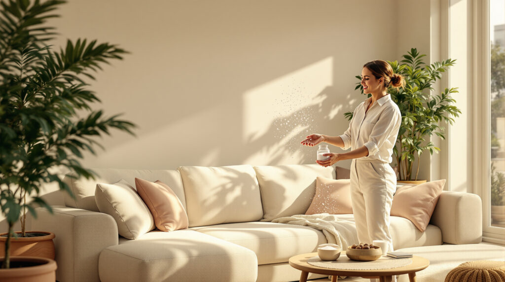 scopri il trucco efficace con il bicarbonato per eliminare l'odore di chiuso dal tuo divano e averlo fresco e profumato per natale. facile e veloce da fare oggi stesso!