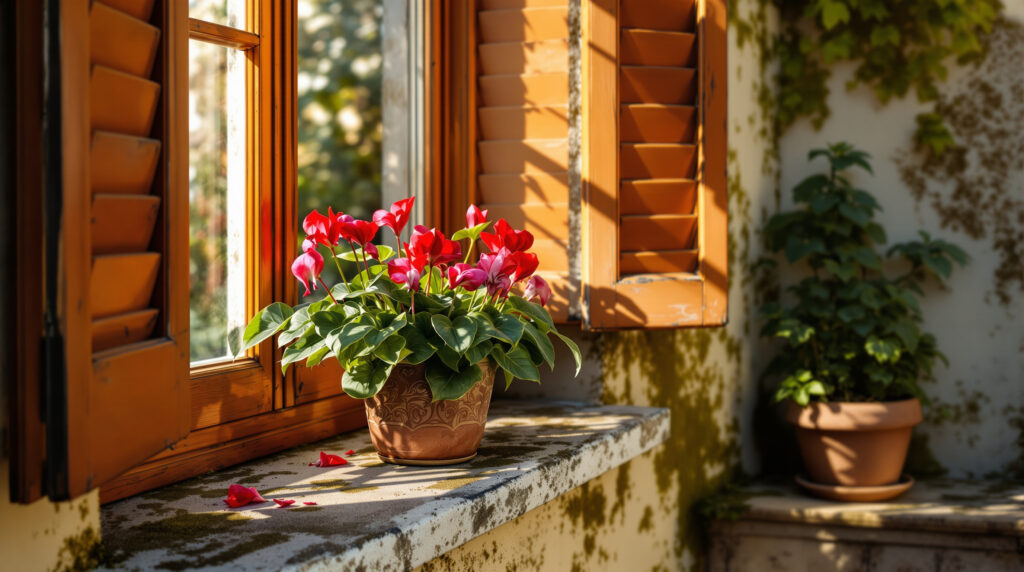 scopri come proteggere il ciclamino dal caldo serale e il posto ideale dove posizionarlo dopo le 18 per farlo fiorire rigoglioso.