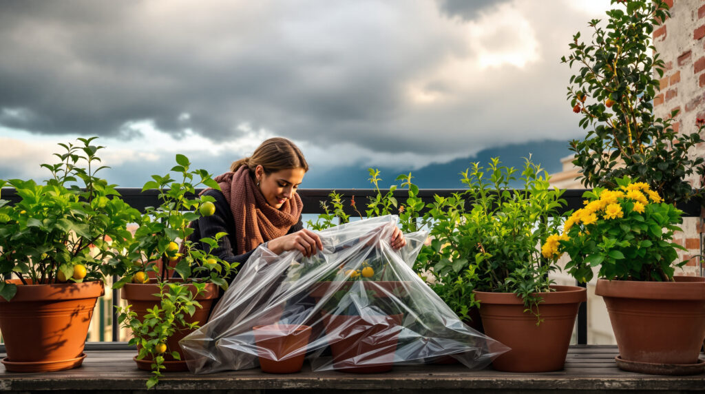 scopri il gesto serale essenziale per proteggere le piante del tuo balcone dal maltempo previsto il 22 dicembre 2025 e assicurare la loro salute durante l'inverno.